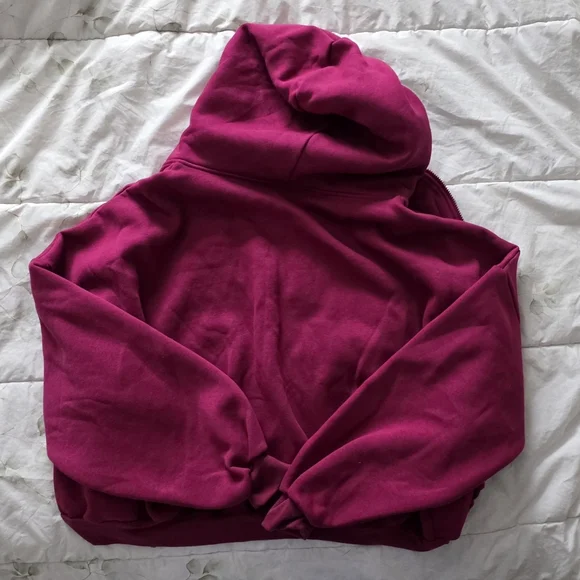 Target Blogilates Marshmallow Full Zip Hooded Sweatshirt Burgundy - Picture 4 of 4
